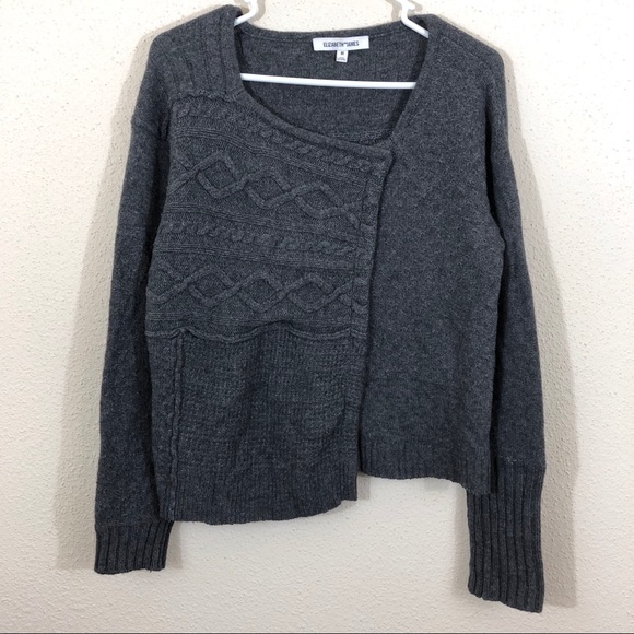 Elizabeth & James Cableknit Wool Cardigan Sweater - Picture 3 of 8